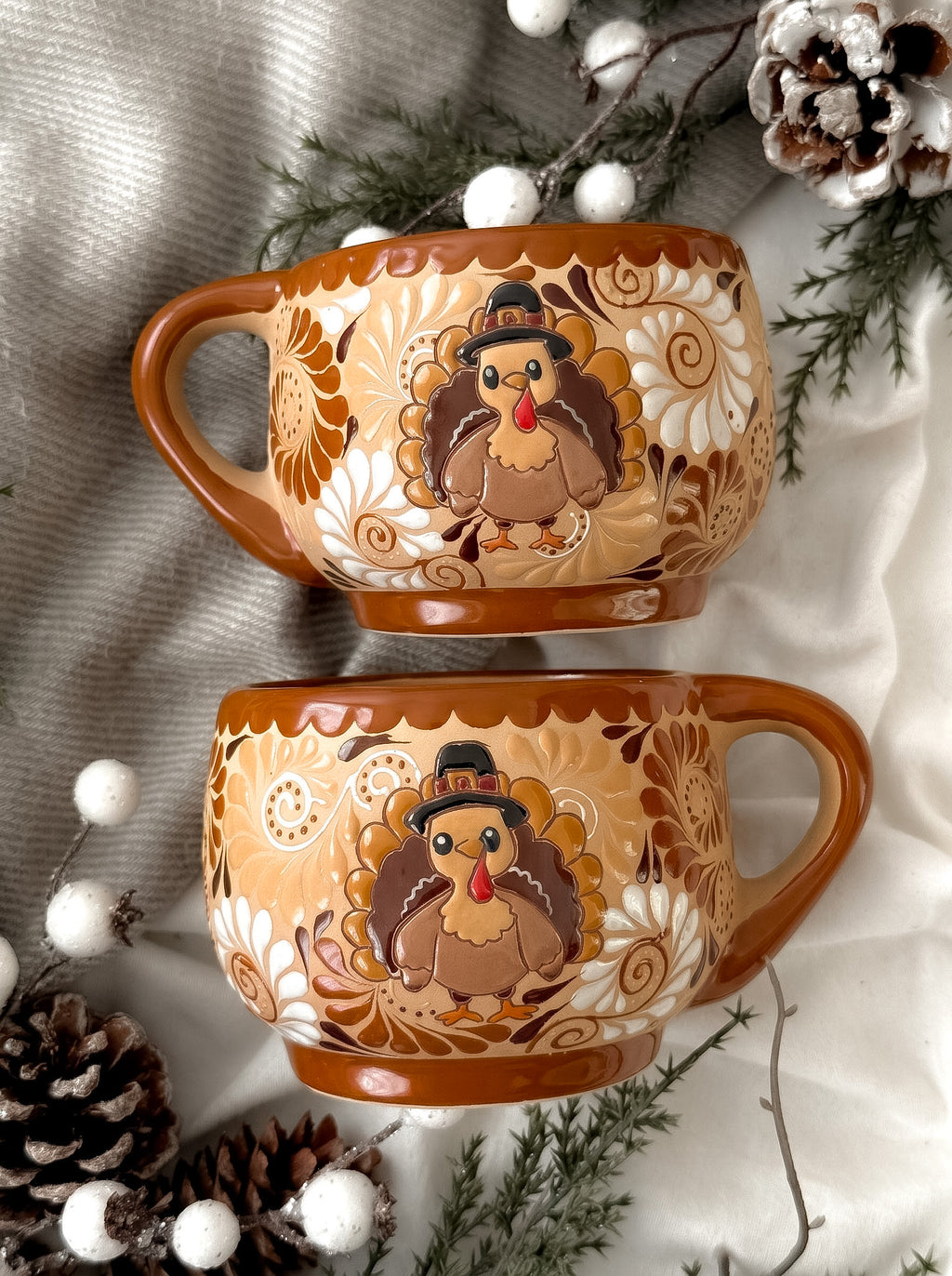 "Pavo Navideño" Set de 2 Tazas PREVENTA (ENVÍOS 5 DIC)