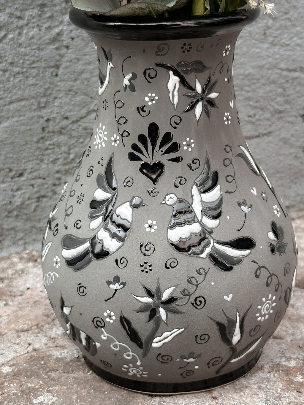 Florero Otomí Blanco y Negro- PREVENTA (6 a 12 SEMANAS)