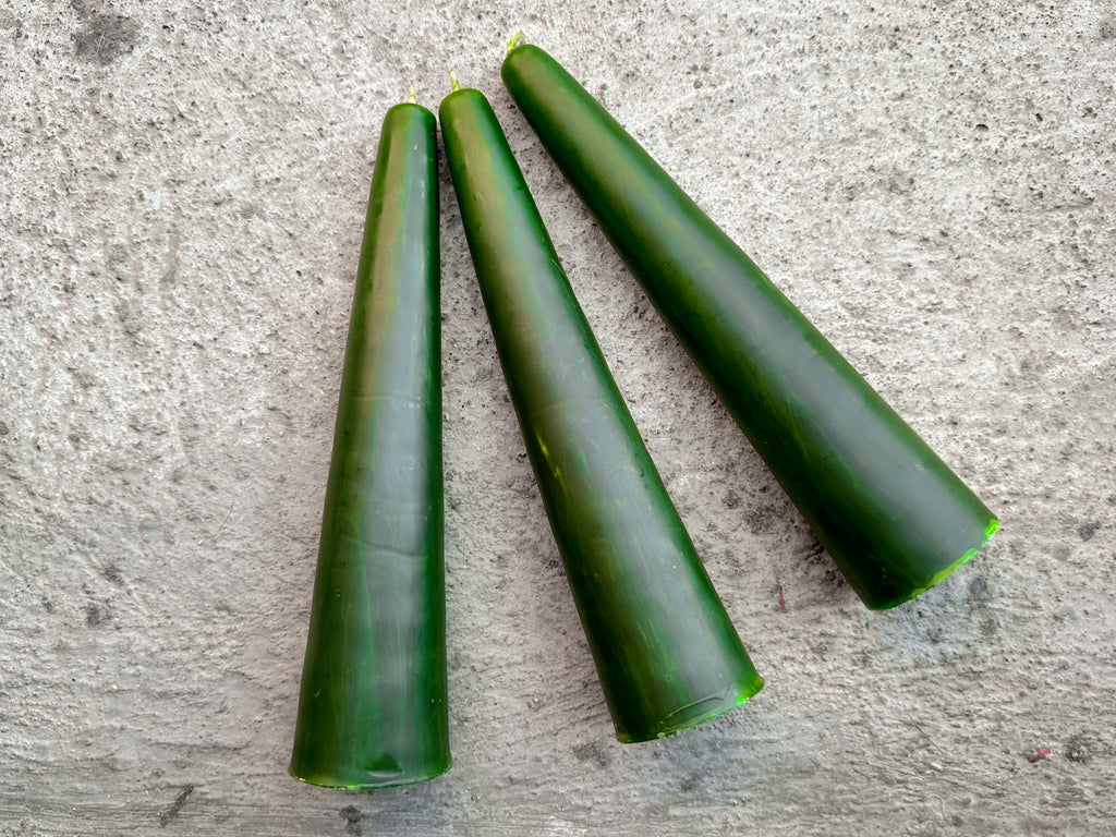 Juego de 3 velas cónicas de cera de abejas