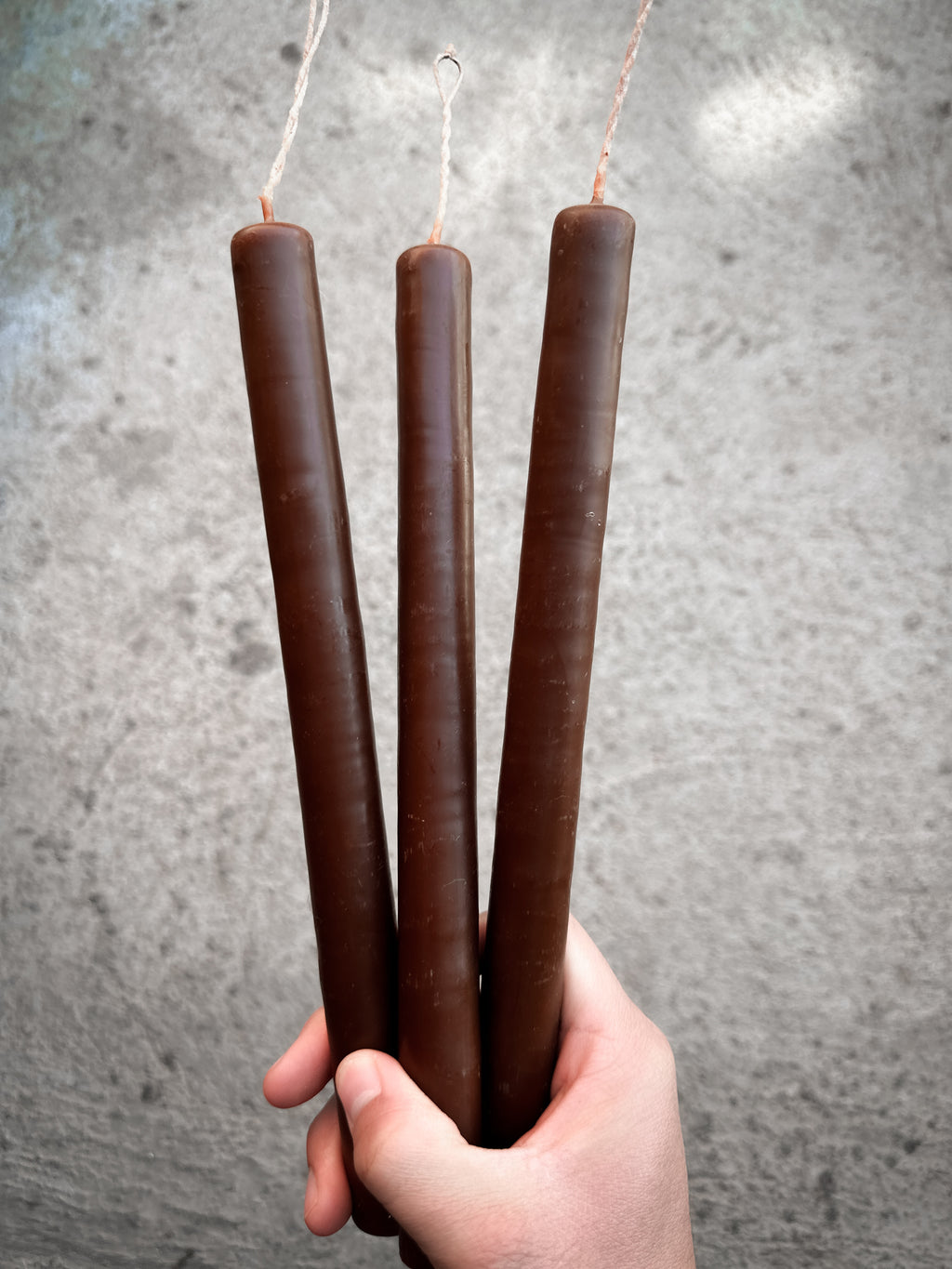 Juego de 3 velas de cera de abeja Marrón