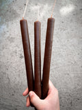 Juego de 3 velas de cera de abeja Marrón