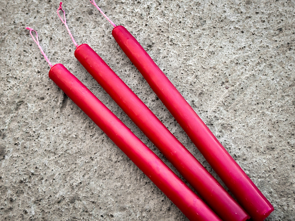 Juego de 3 velas de cera de abeja Rojas