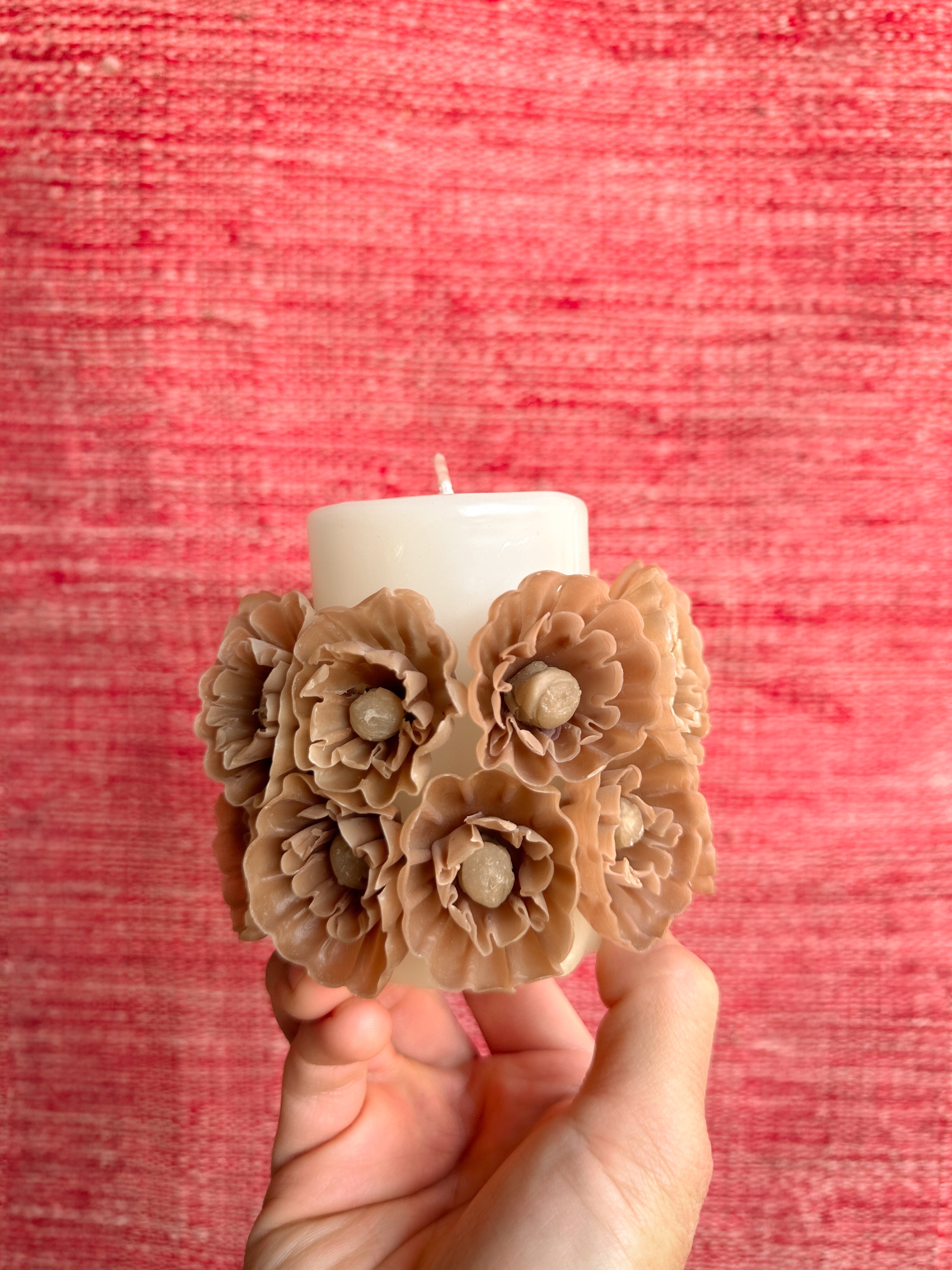 Veladora de cera de abeja floral