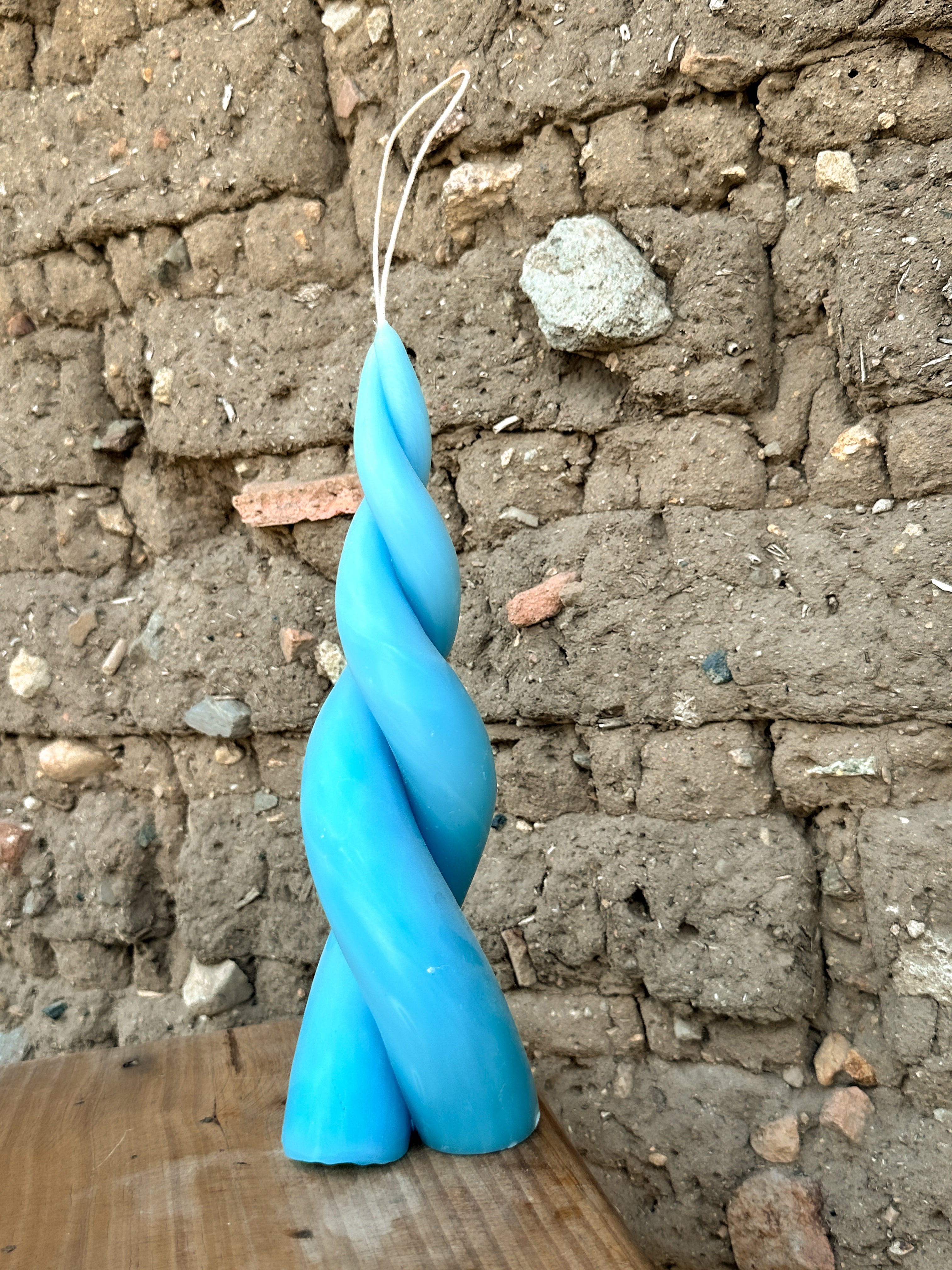 Lila Vela espiral de cera de abejas Azul Claro