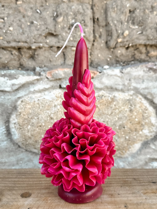 Amorcito Vela floral de cera de abeja Magenta