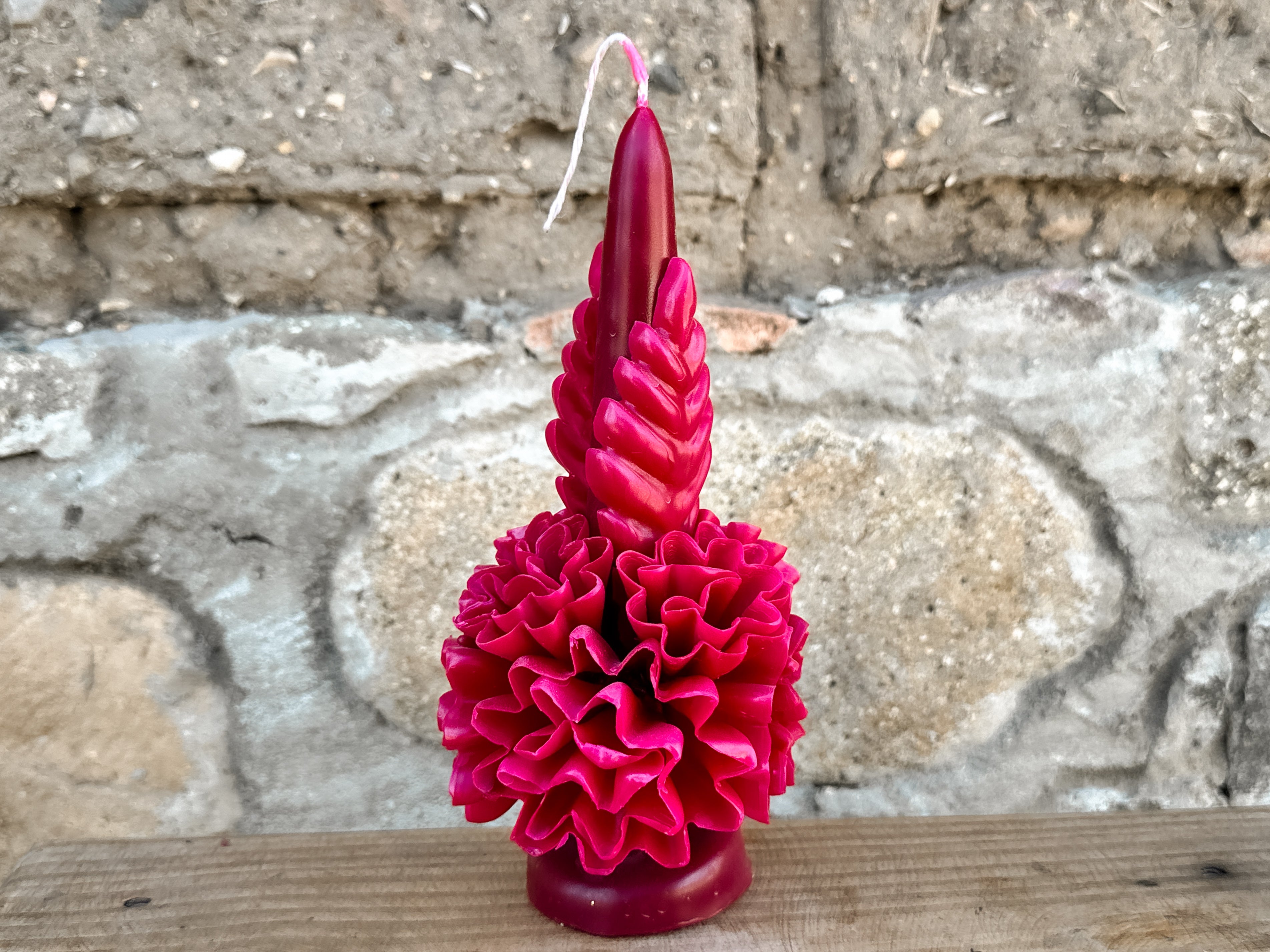 Amorcito Vela floral de cera de abeja Magenta