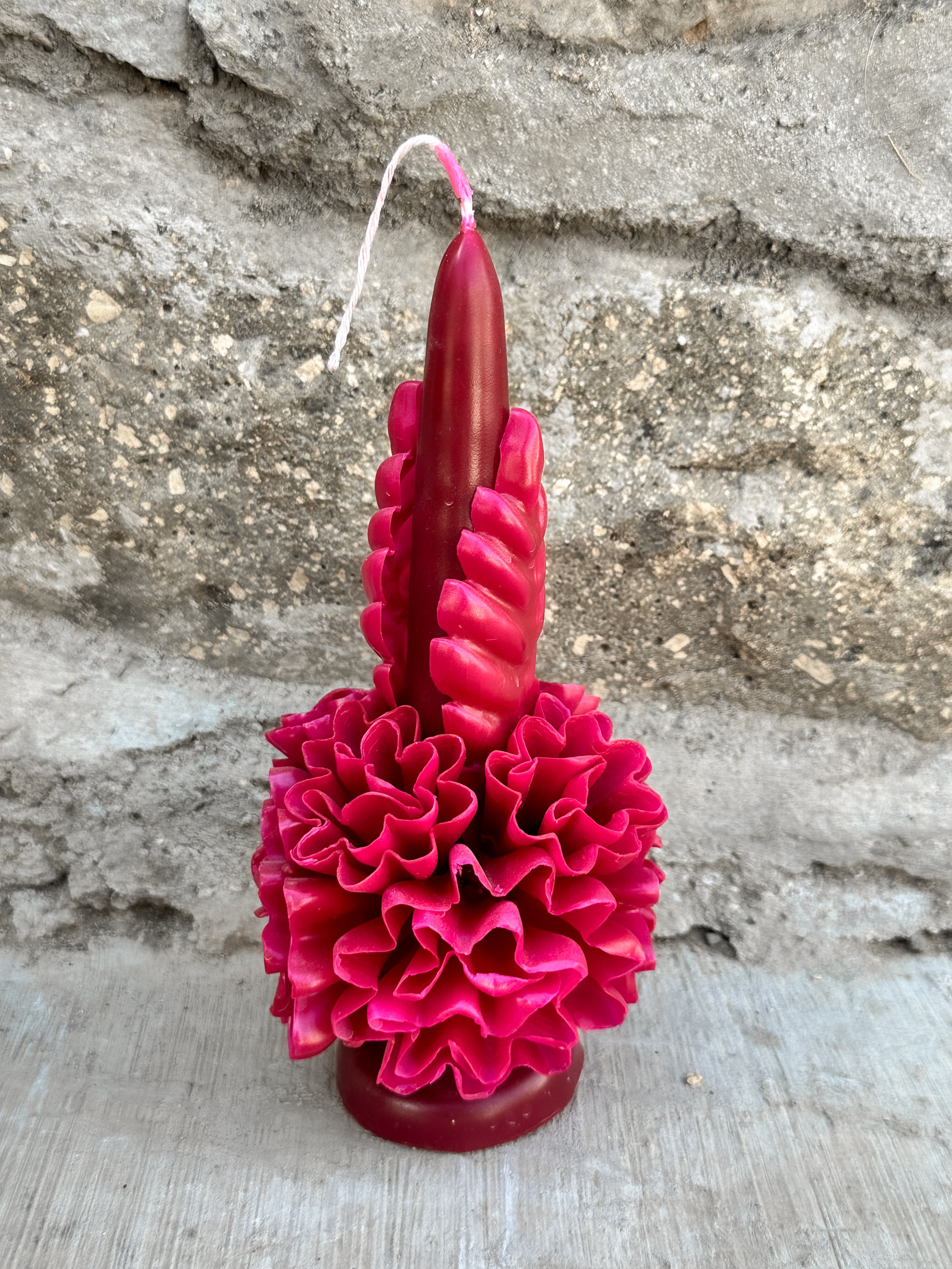 Amorcito Vela floral de cera de abeja Magenta