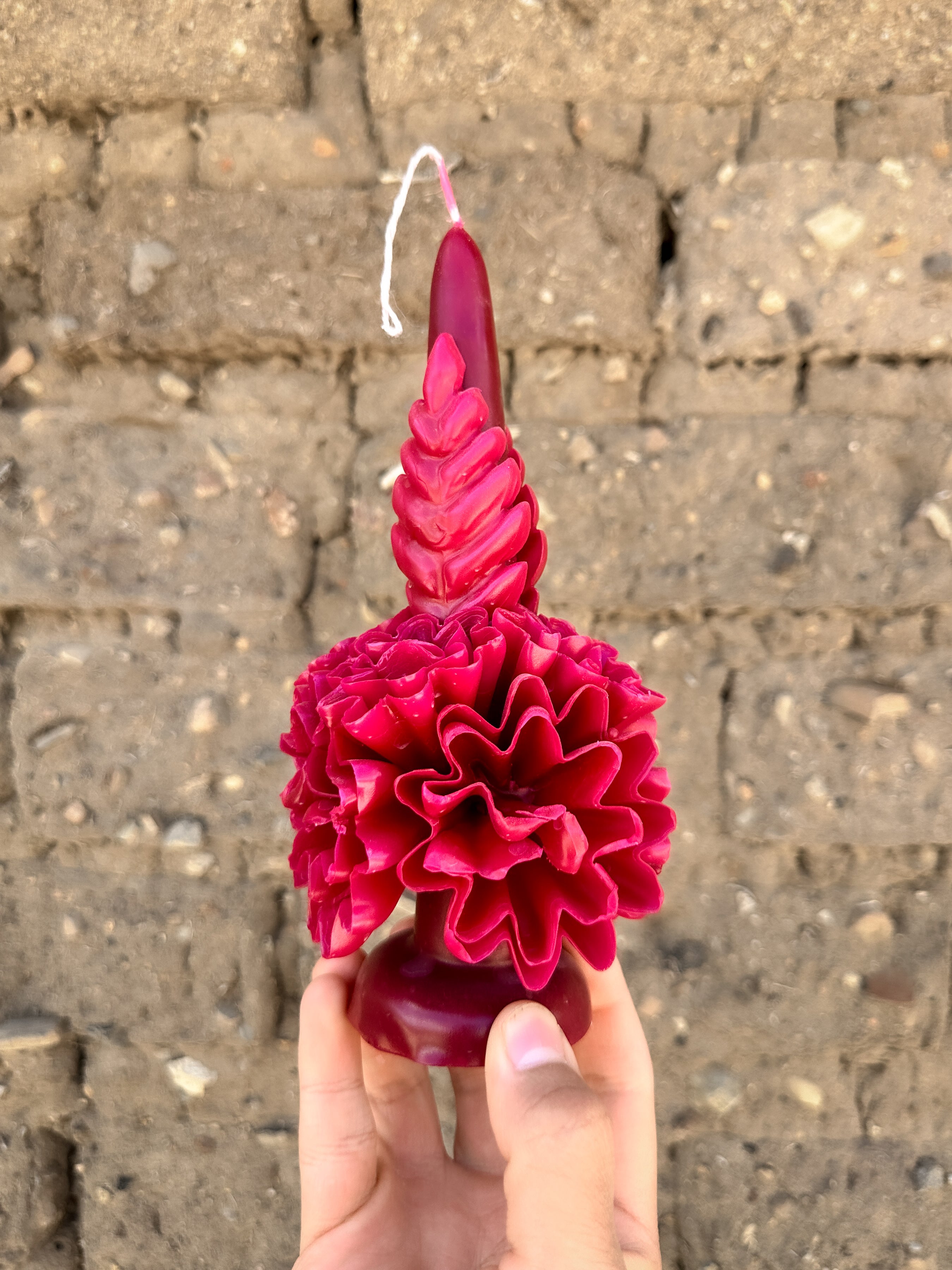 Amorcito Vela floral de cera de abeja Magenta