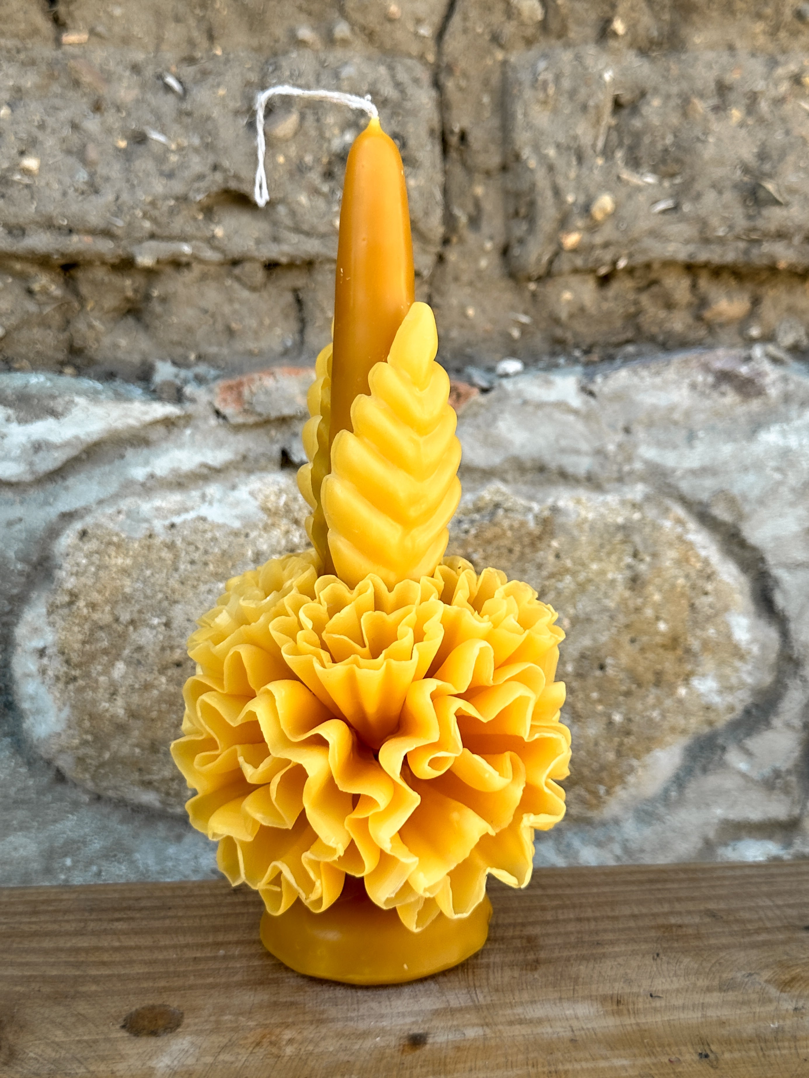 Amorcito Vela floral de cera de abeja Amarillo