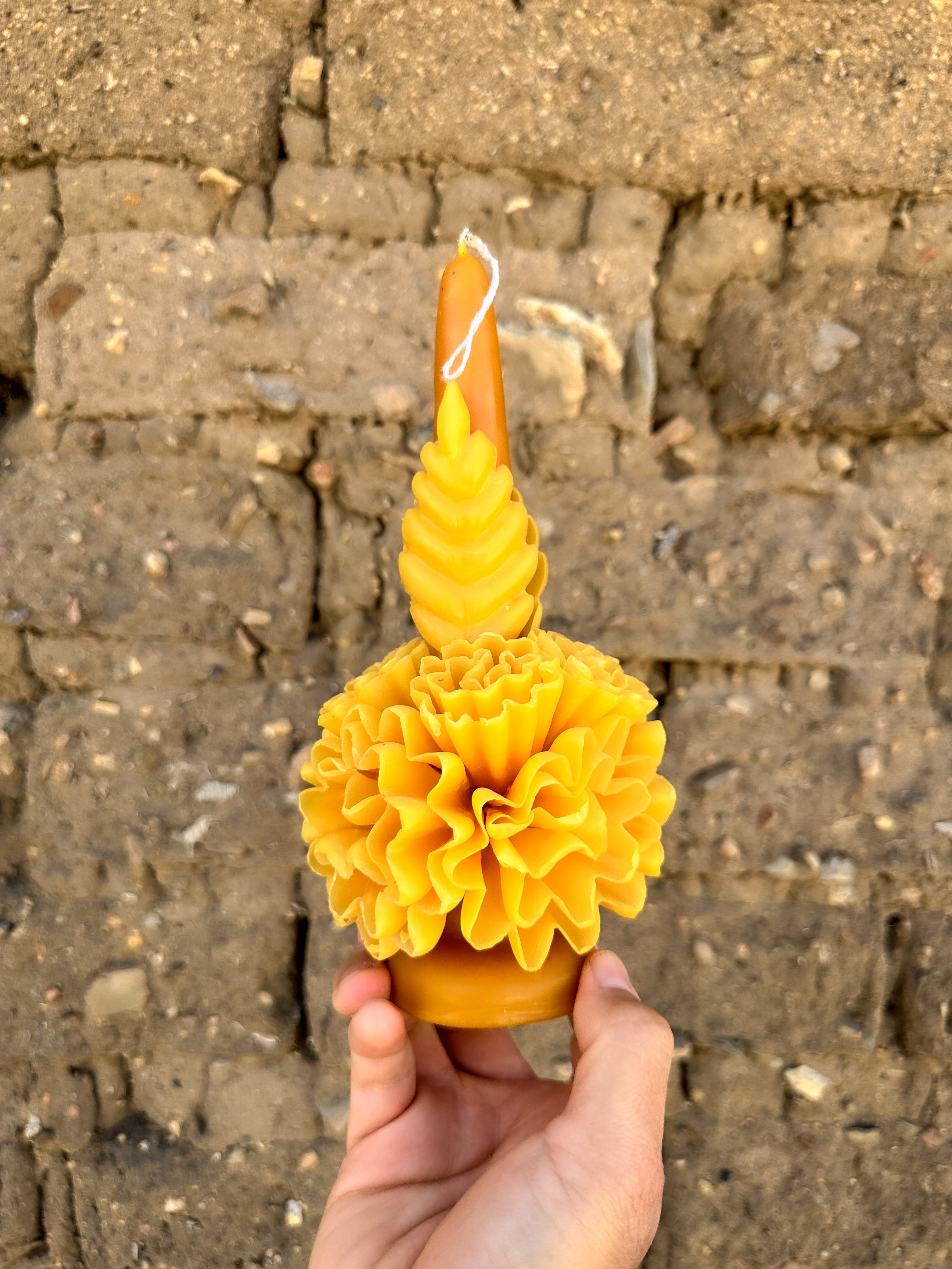 Amorcito Vela floral de cera de abeja Amarillo