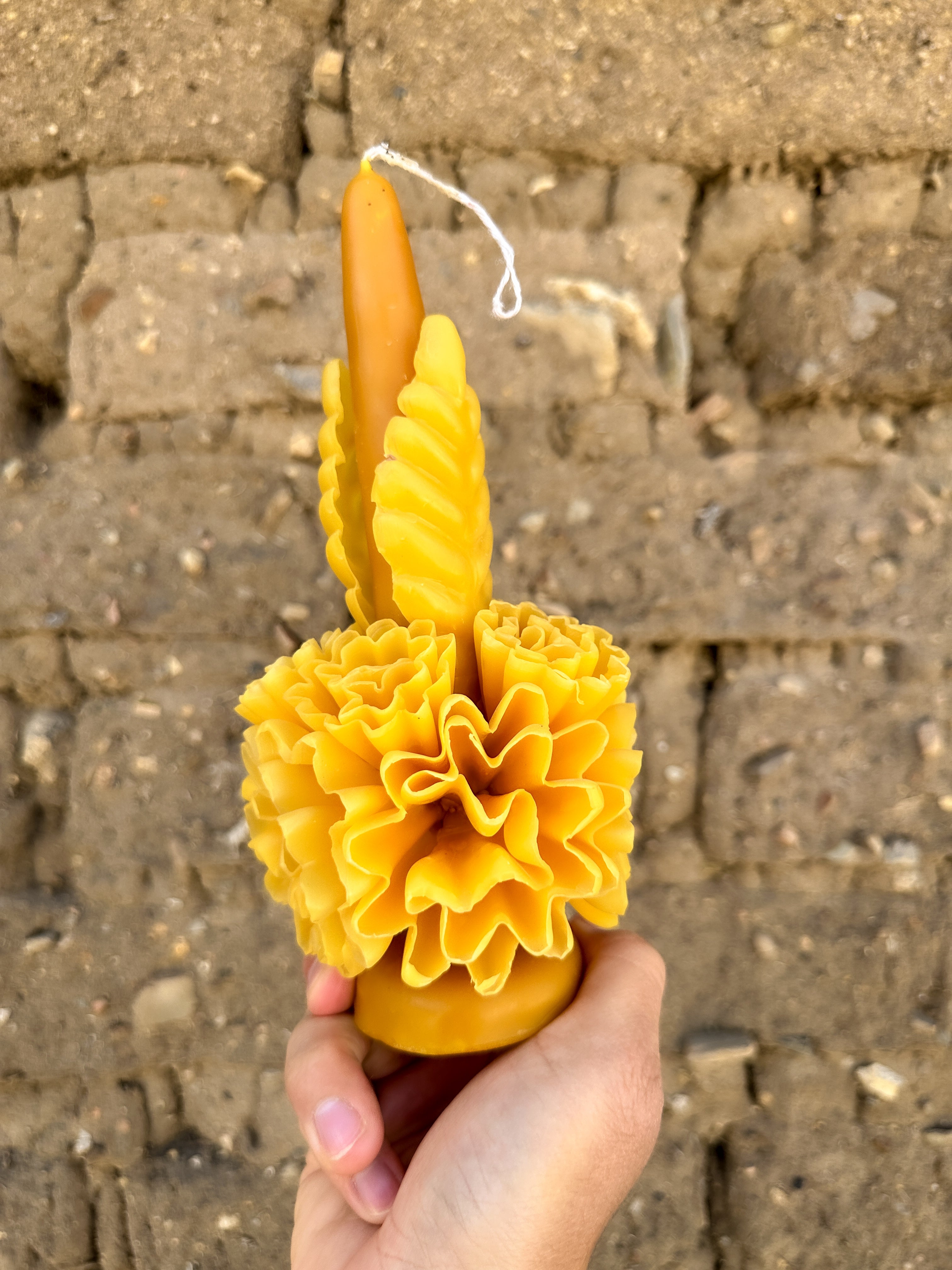 Amorcito Vela floral de cera de abeja Amarillo