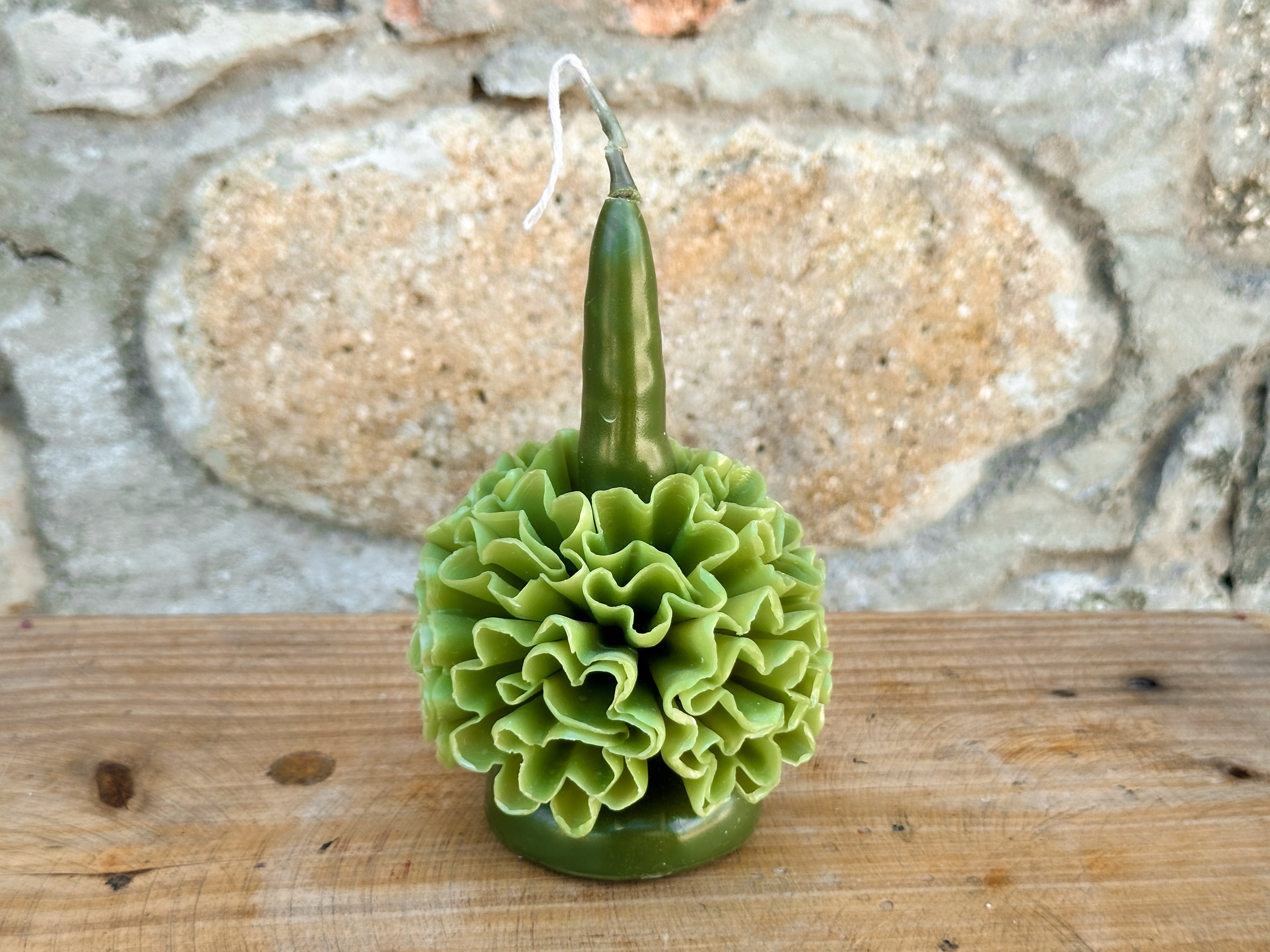 Amorcito Vela floral de cera de abeja Verde