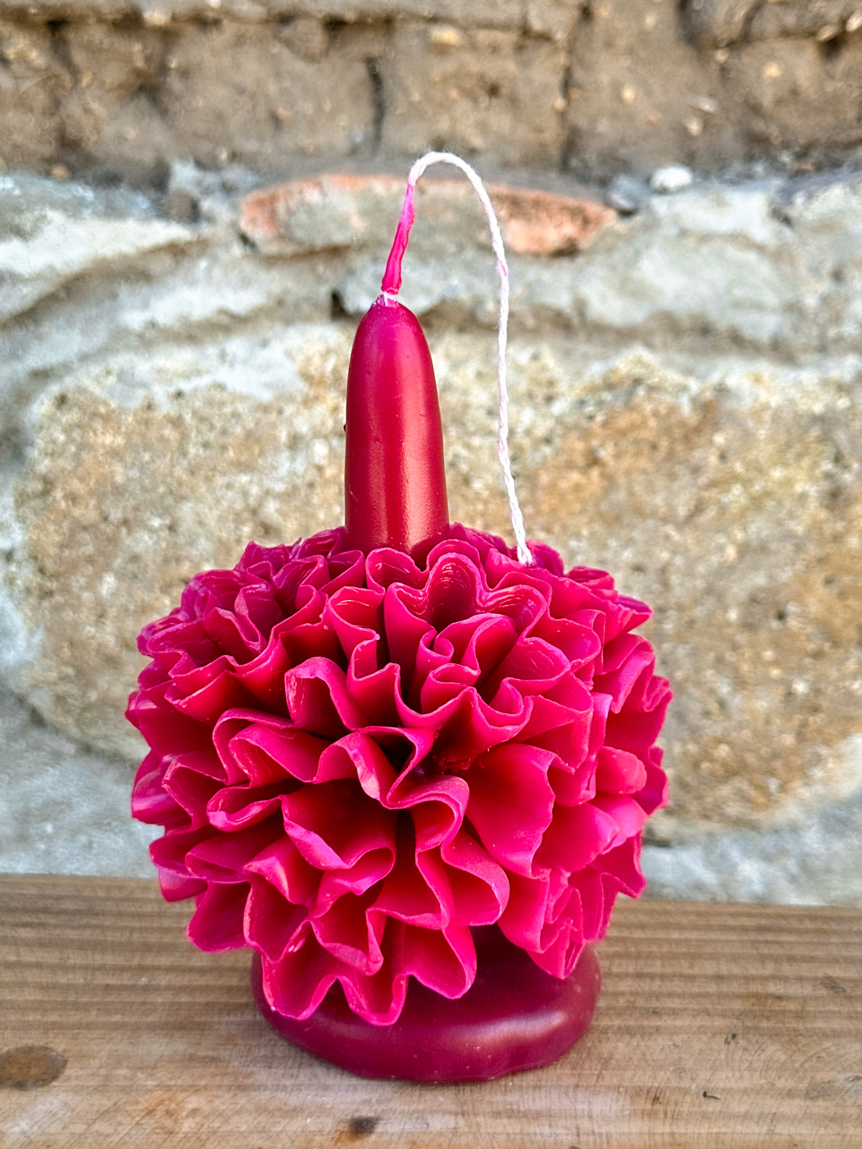 Amorcito Vela floral de cera de abeja Magenta