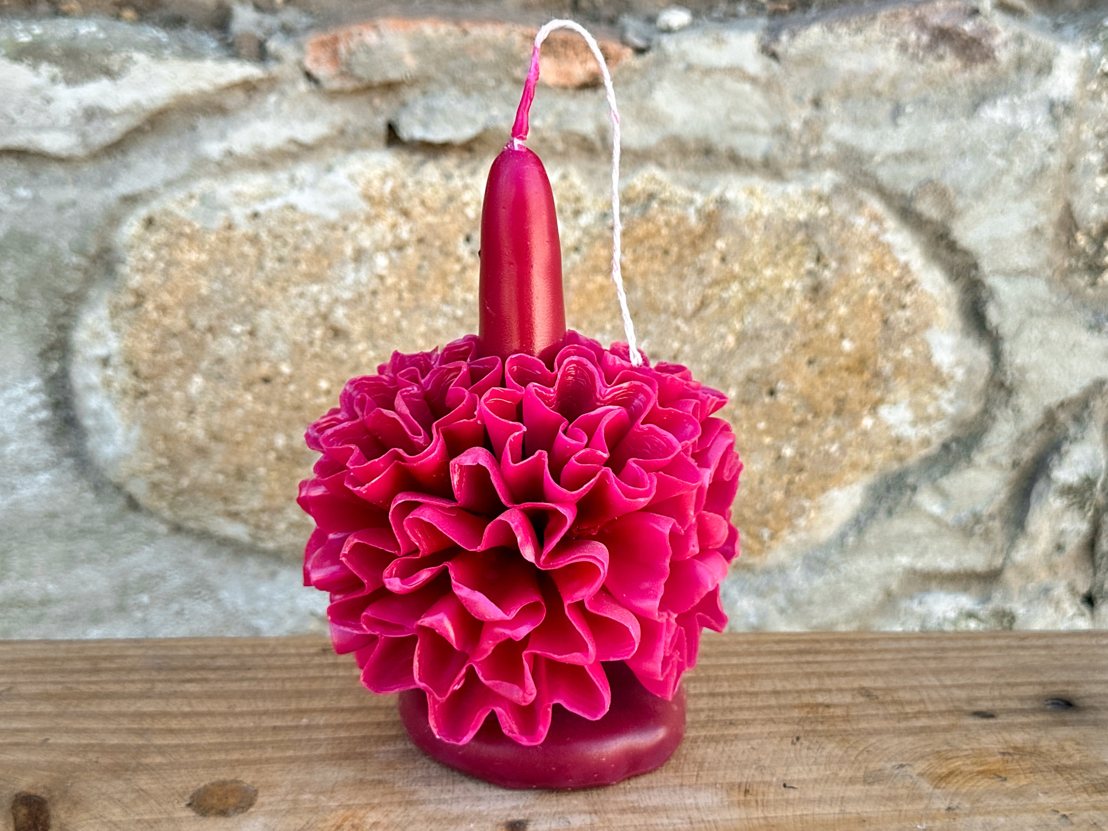 Amorcito Vela floral de cera de abeja Magenta