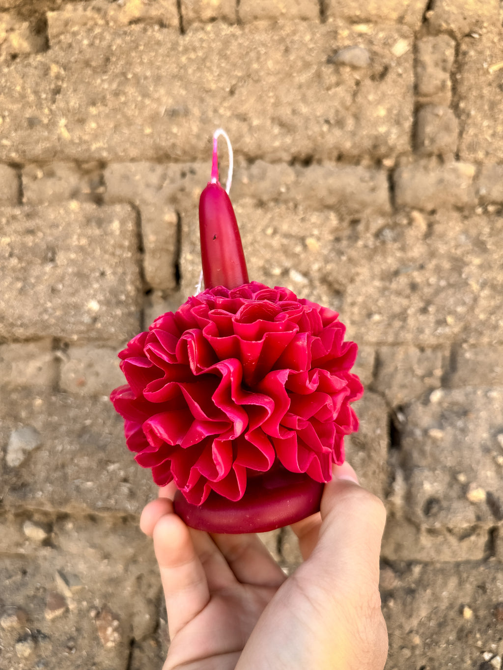 Amorcito Vela floral de cera de abeja Magenta