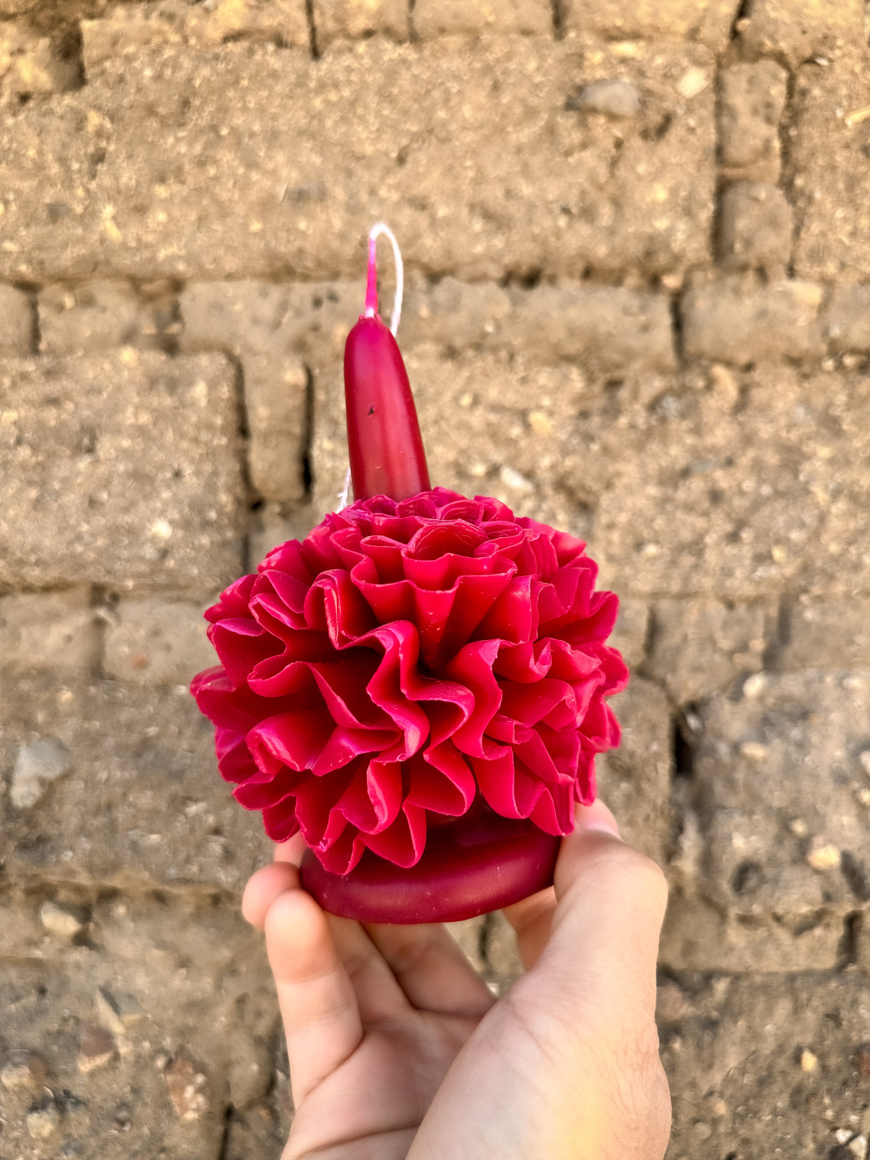 Amorcito Vela floral de cera de abeja Magenta