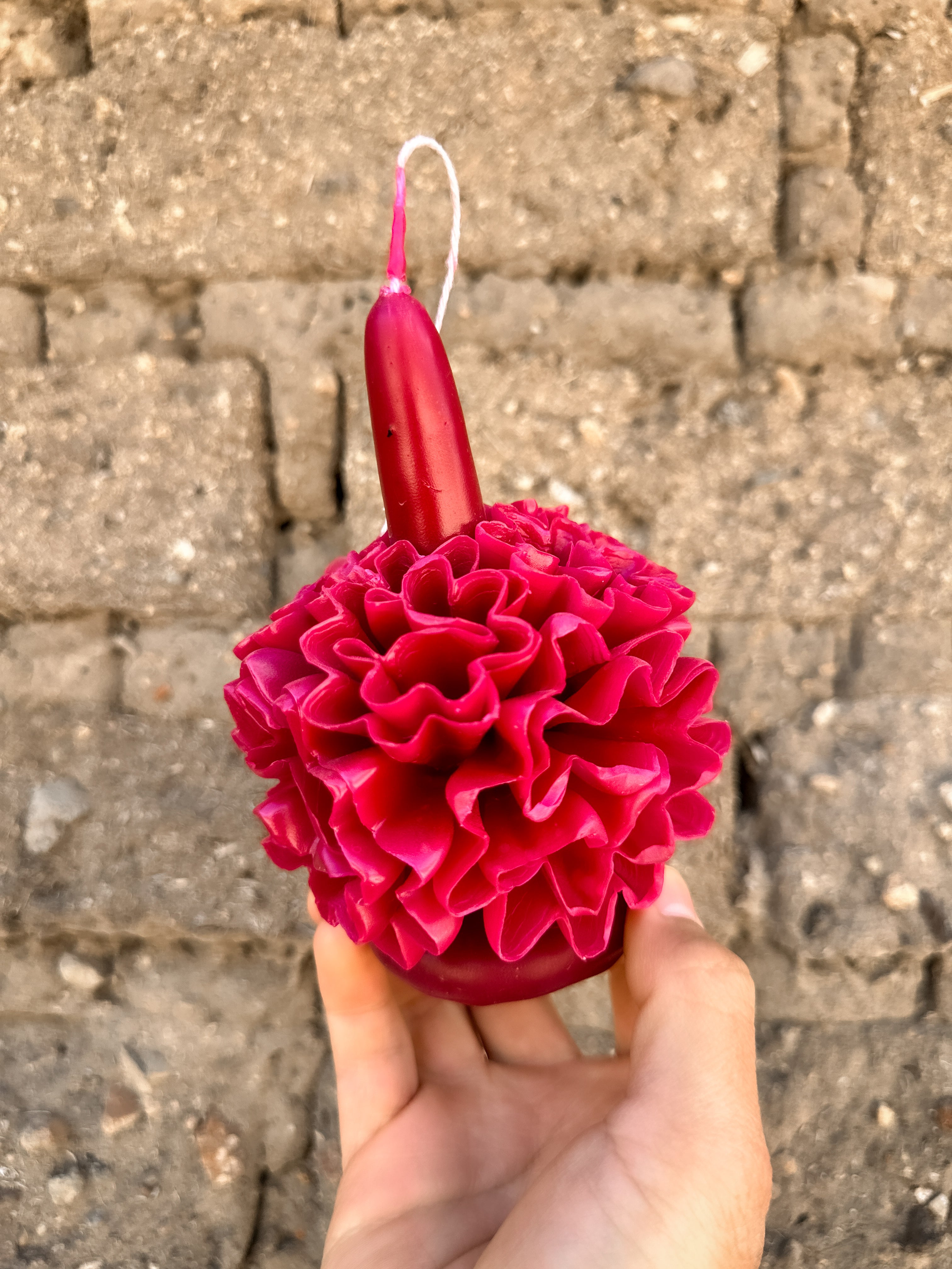 Amorcito Vela floral de cera de abeja Magenta