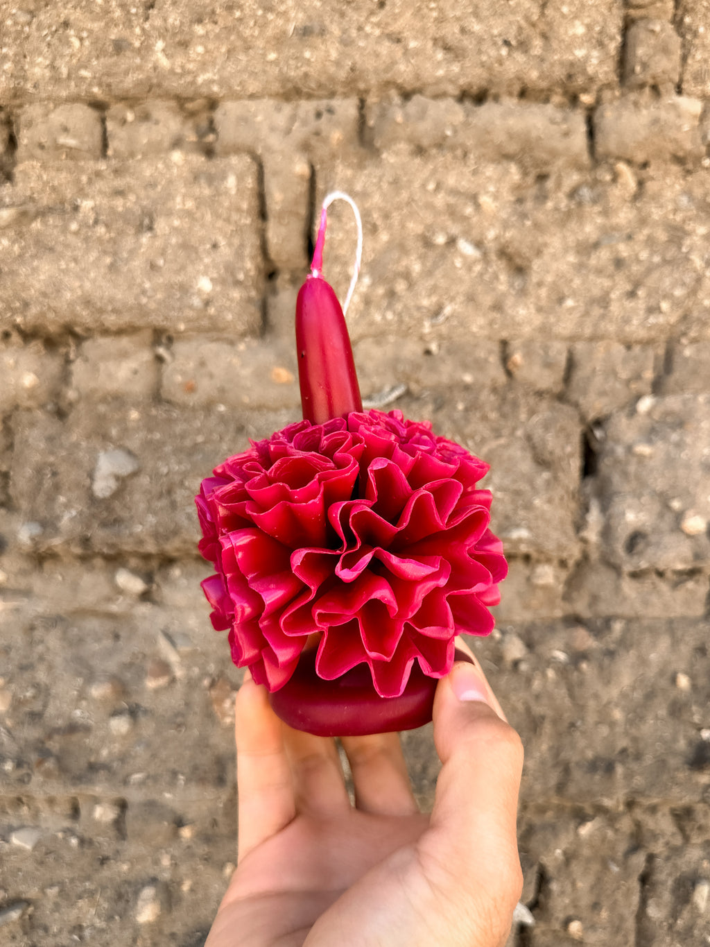 Amorcito Vela floral de cera de abeja Magenta