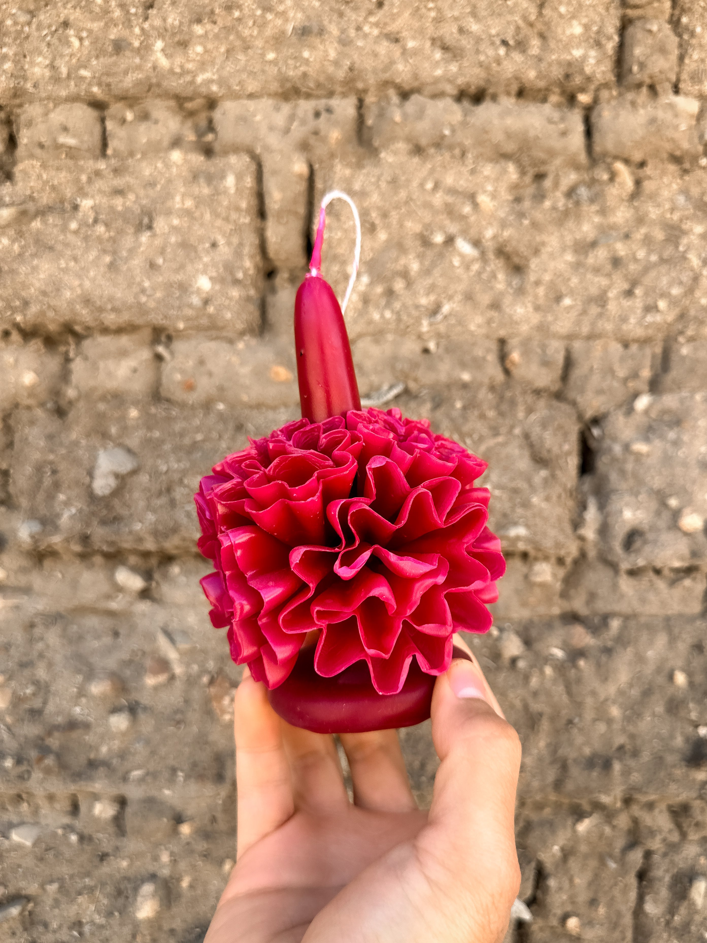 Amorcito Vela floral de cera de abeja Magenta