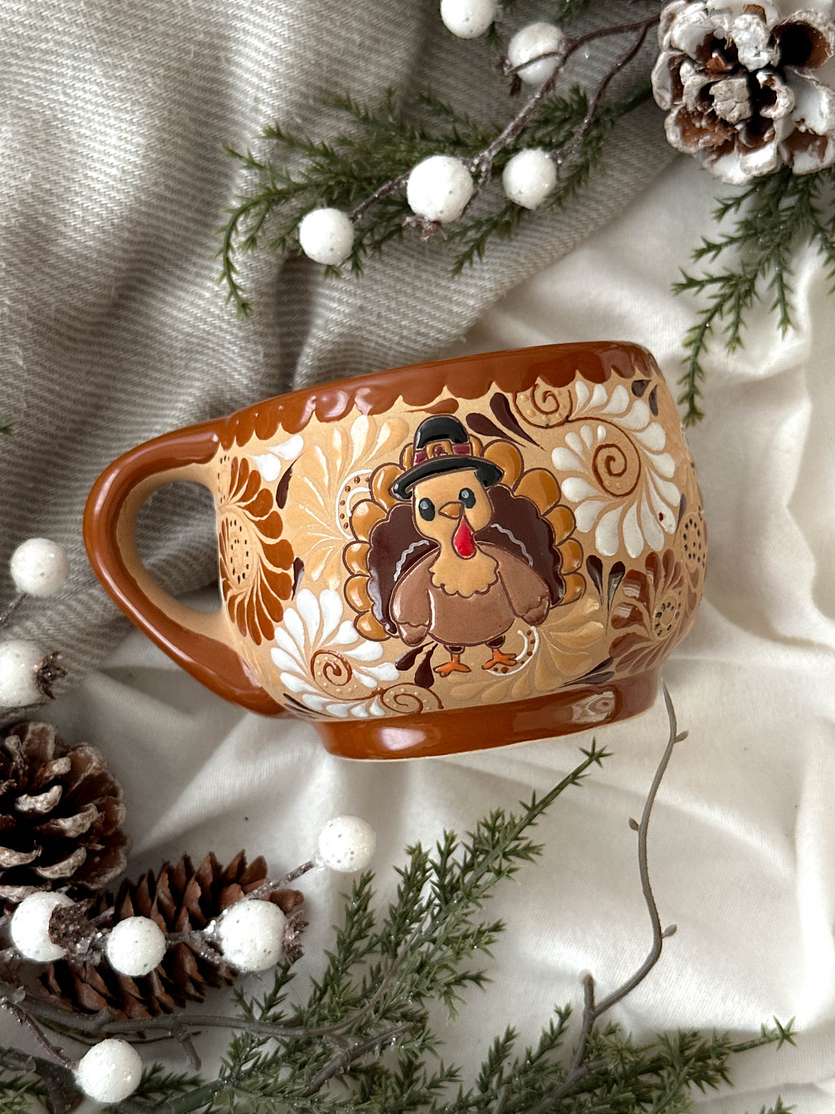 "Pavo Navideño" Set de 2 Tazas PREVENTA (ENVÍOS 5 DIC)