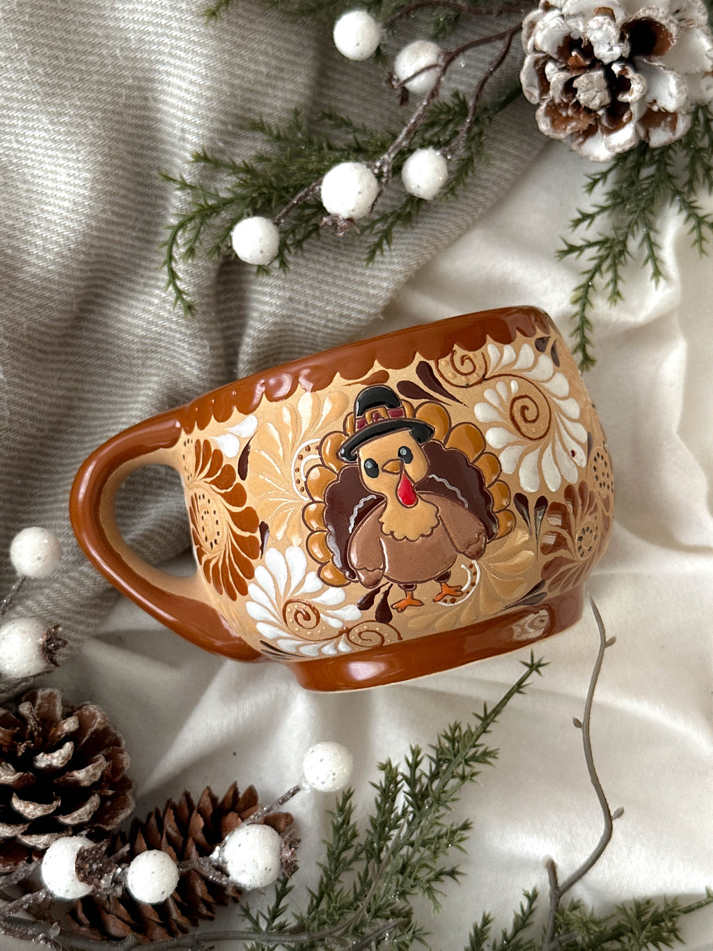 "Pavo Navideño" Set de 2 Tazas PREVENTA (ENVÍOS 5 DIC)