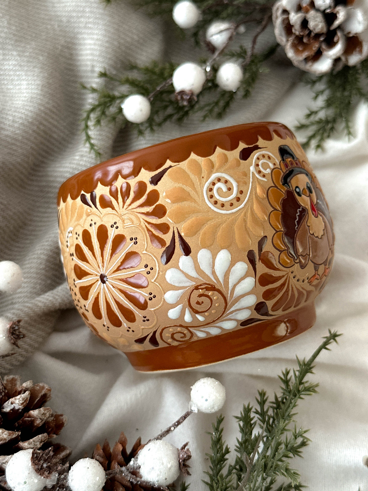 "Pavo Navideño" Set de 2 Tazas PREVENTA (ENVÍOS 5 DIC)