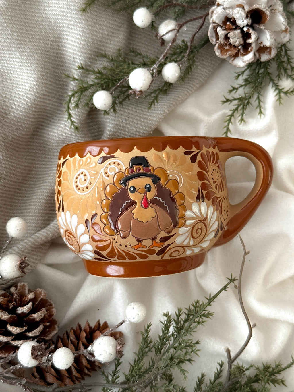 "Pavo Navideño" Set de 2 Tazas PREVENTA (ENVÍOS 5 DIC)