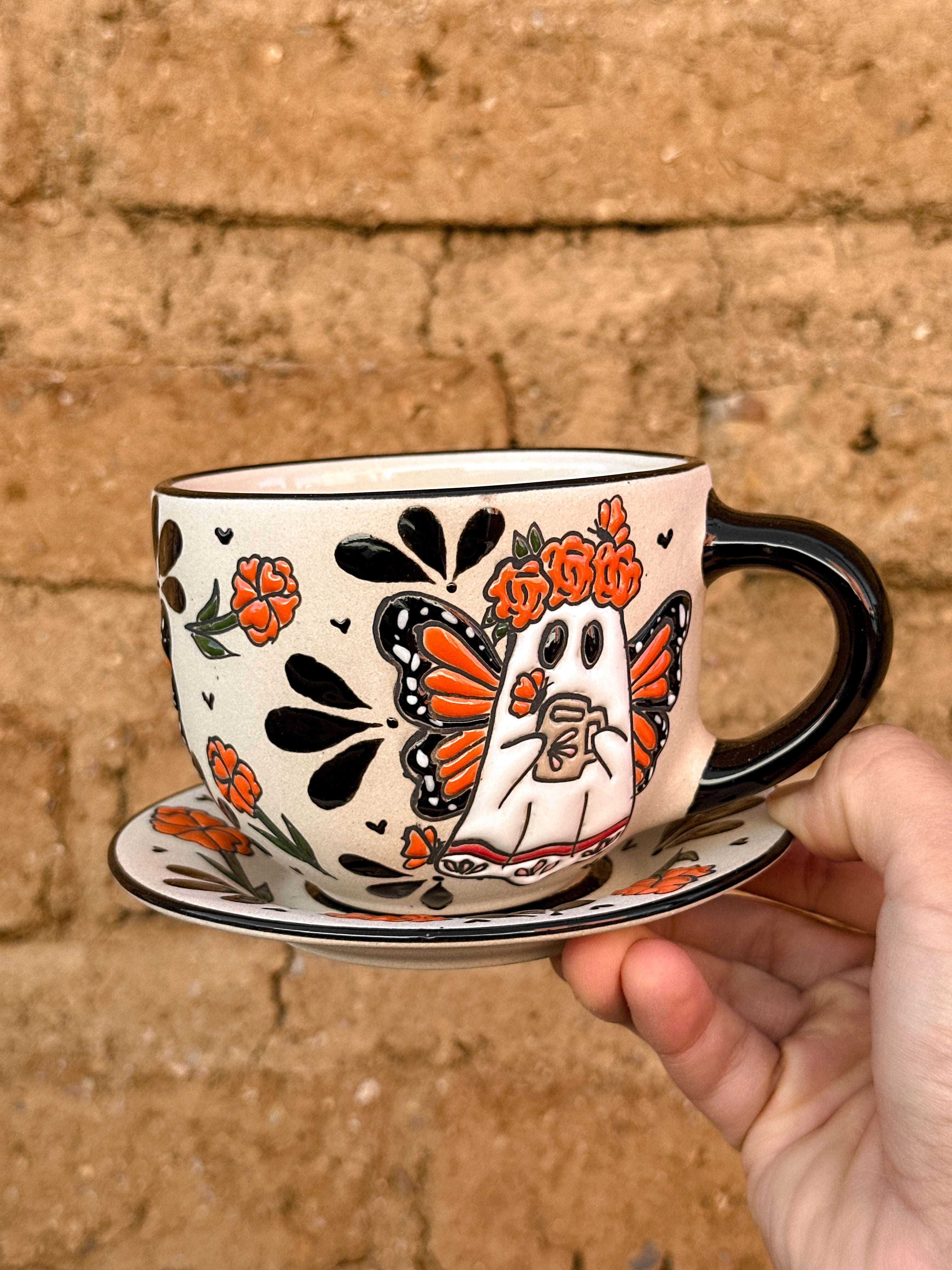 Juego de Taza con Plato Fantasma Monarca - PREVENTA (6 a 12 SEMANAS)