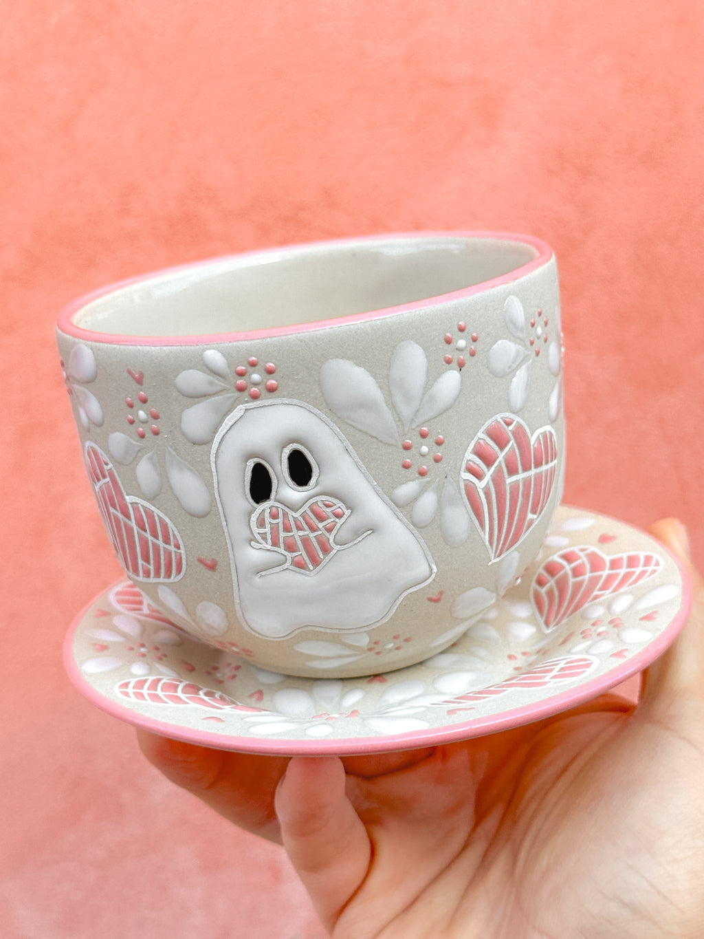 Juego de Taza con Plato Fantasmas y Conchas - PREVENTA (6 a 12 SEMANAS)