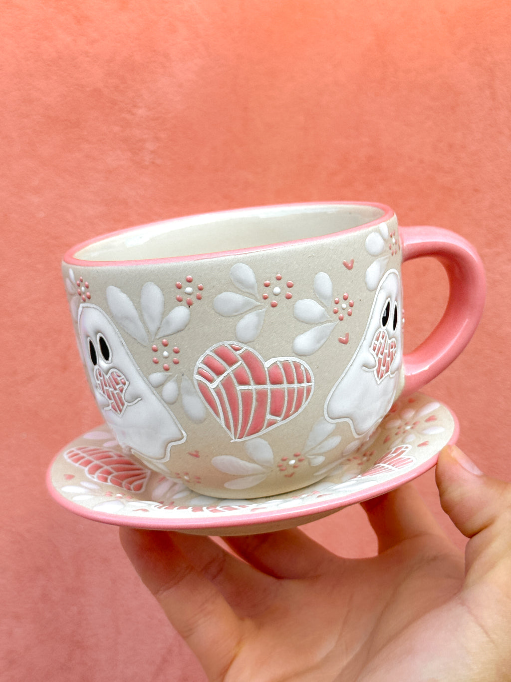 Juego de Taza con Plato Fantasmas y Conchas - PREVENTA (6 a 12 SEMANAS)