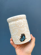 Vaso Multiusos Mariposa Azul - PREVENTA (6 a 12 SEMANAS)
