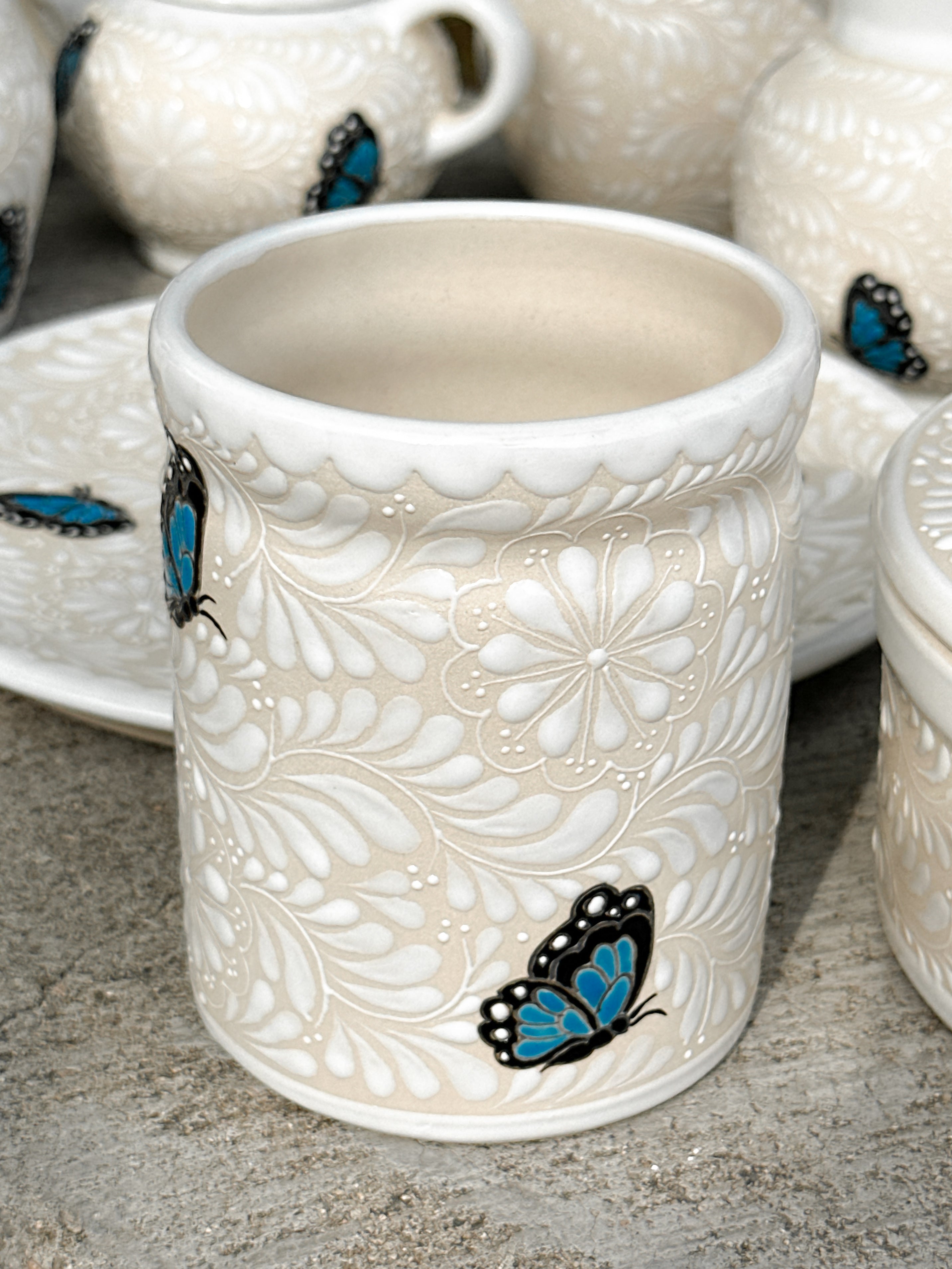 Vaso Multiusos Mariposa Azul - PREVENTA (6 a 12 SEMANAS)