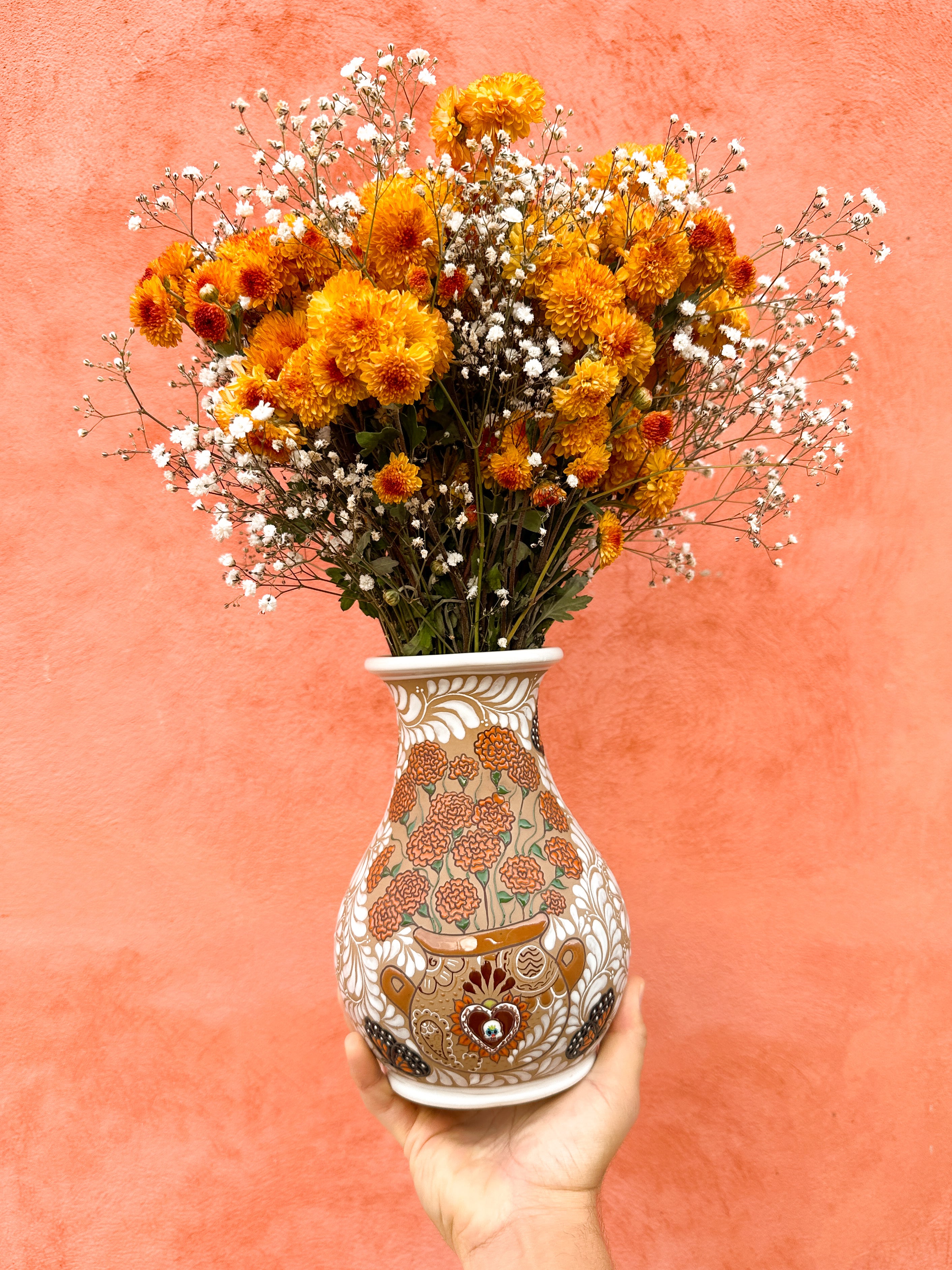 Florero Cempasuchil - PREVENTA (6 a 12 SEMANAS)