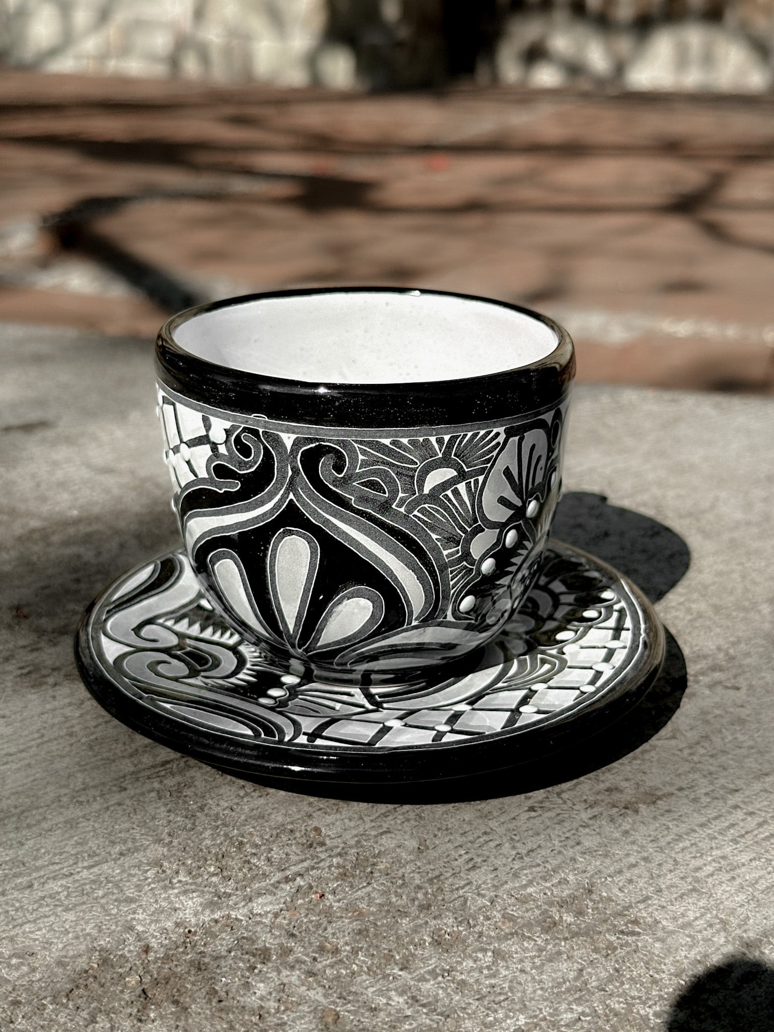 Set de Plato y Taza de Talavera Negra - PREVENTA (6 a 12 SEMANAS)